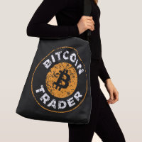 Bitcoin Trader Grunge Text Circle contorno Negro