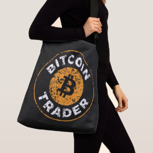 Bolso Cruzado Bitcoin Trader Grunge Text Circle contorno Negro