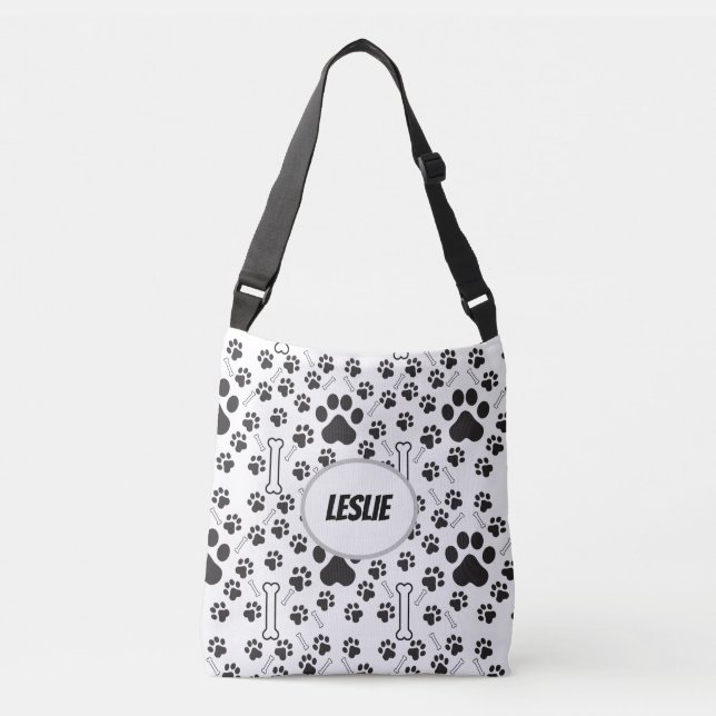 Bolso Cruzado Black and white Footprint pet (Anverso)