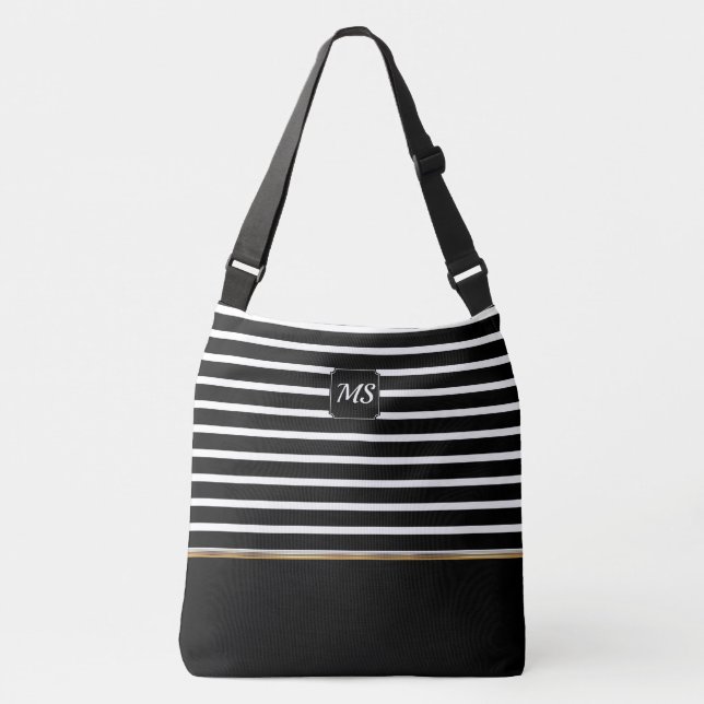 Bolso Cruzado Black and White Striped - Customize (Anverso)