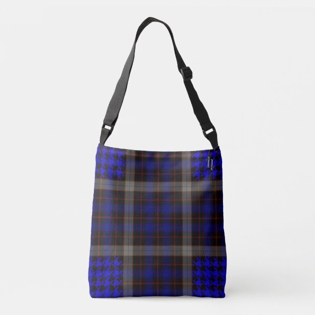 Bolso Cruzado Black Blue Red Tartan Plaid Houndstoth (Reverso)