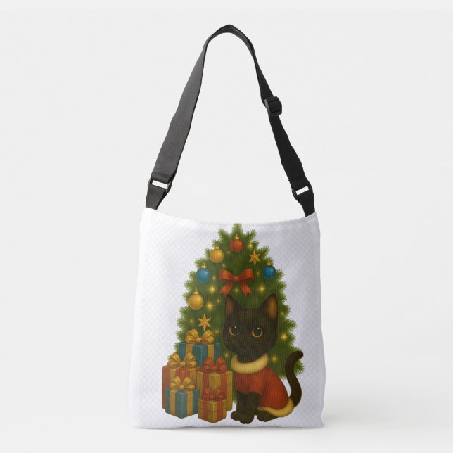 Bolso Cruzado “Black Cat Emi and the Christmas Tree” (Anverso)