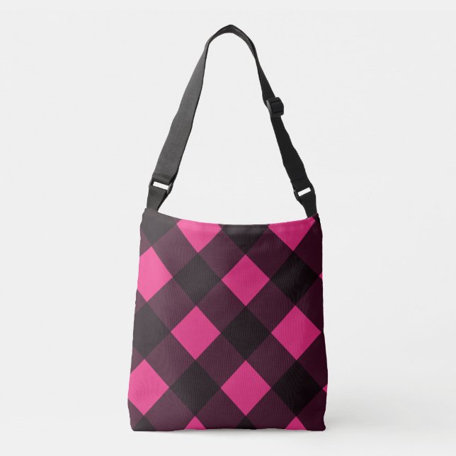 Bolso Cruzado Black Pink Plaid gingham (Anverso)