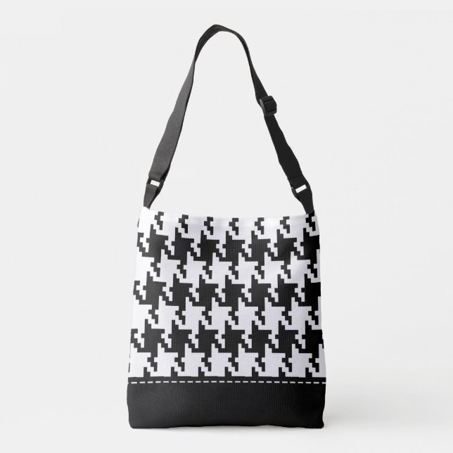 Bolso Cruzado Blanco Sobre Negro Pied De Poule Patrón Sin Maravi (Reverso)