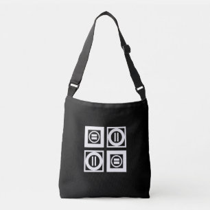 Bolso Cruzado Blanco sobre negro Tote de patrón de Rótulo geomét