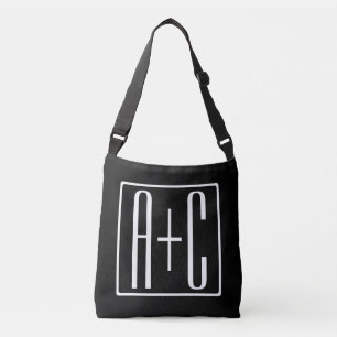 Bolso Cruzado Blanco y negro   Iniciales de parejas