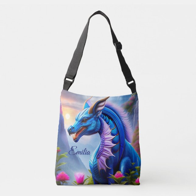 Bolso Cruzado Blauer Drache, fantasievolle Digital Art (Anverso)