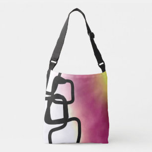 Bolso Cruzado Blockchain: Resumen rosa, amarillo, negro y blanco