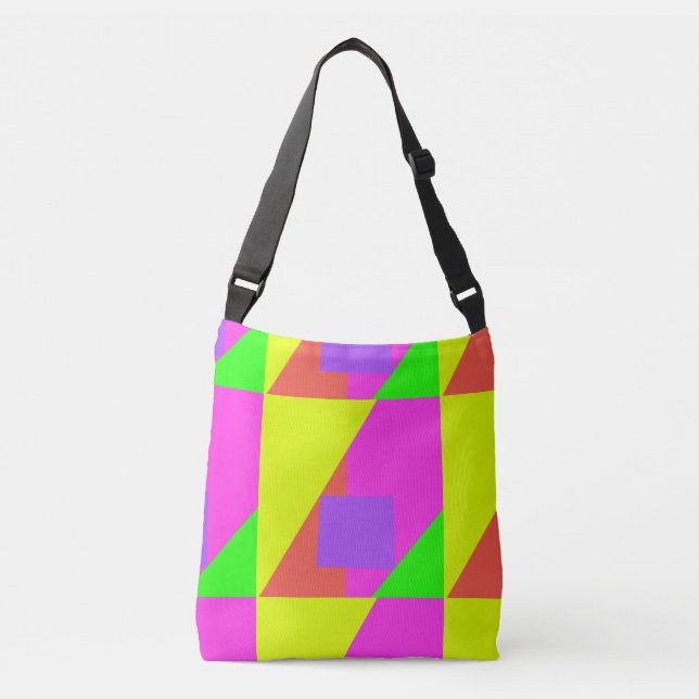 Bolso Cruzado Bloque de color Bright Bold Retro Imprimir (Anverso)