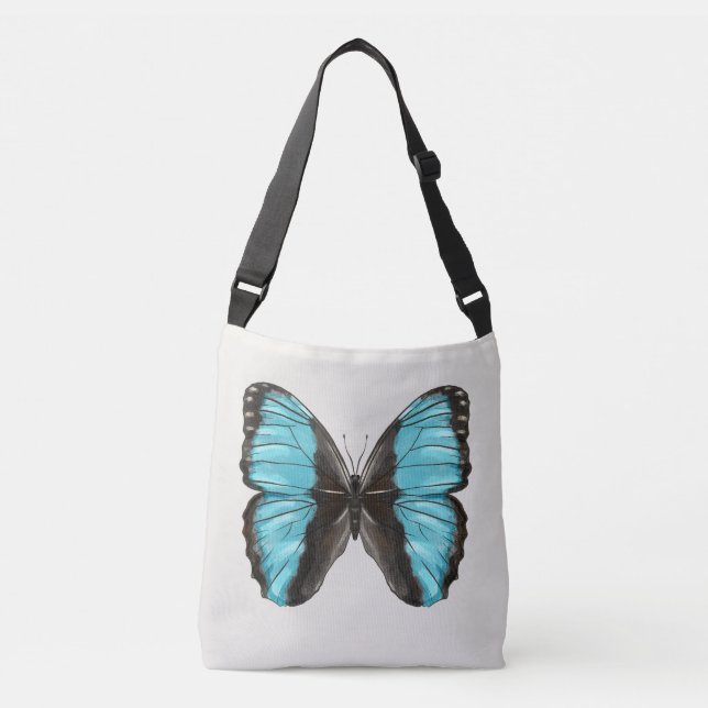 Bolso Cruzado Blue Butterfly Insectos Art Nature Lover (Anverso)