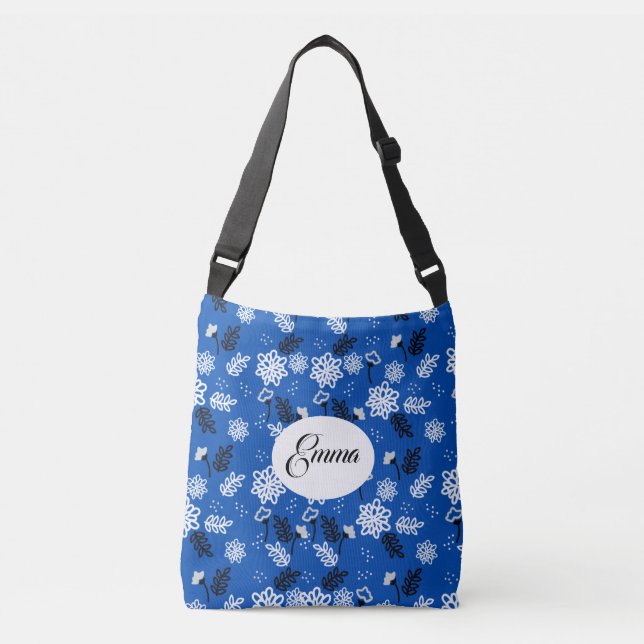 Bolso Cruzado Blue leaves romantic garden (Anverso)