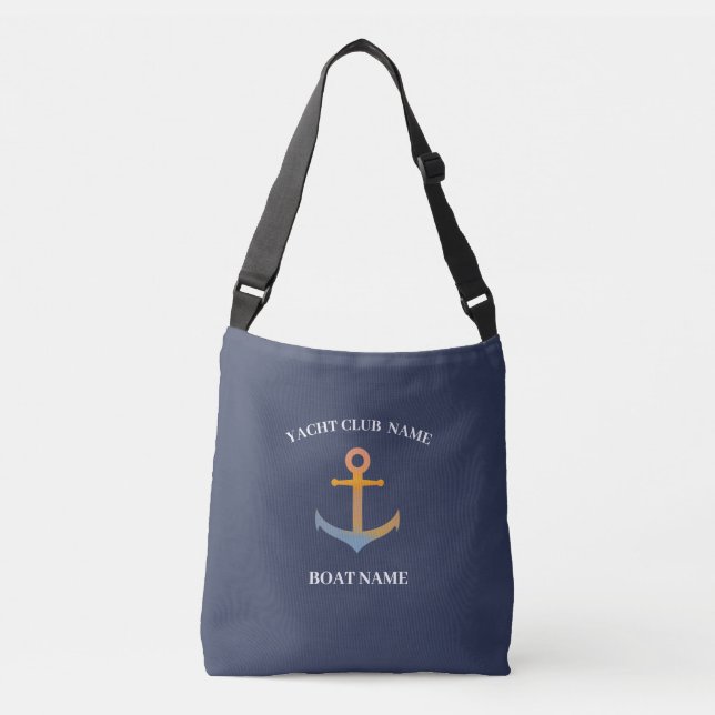 Bolso Cruzado Blue Nautical Anchor club náutico marina welcom (Anverso)