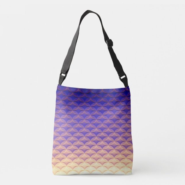 Bolso Cruzado Blue, Purple, Yellow Pattern Trendy Mermaid Tail (Reverso)