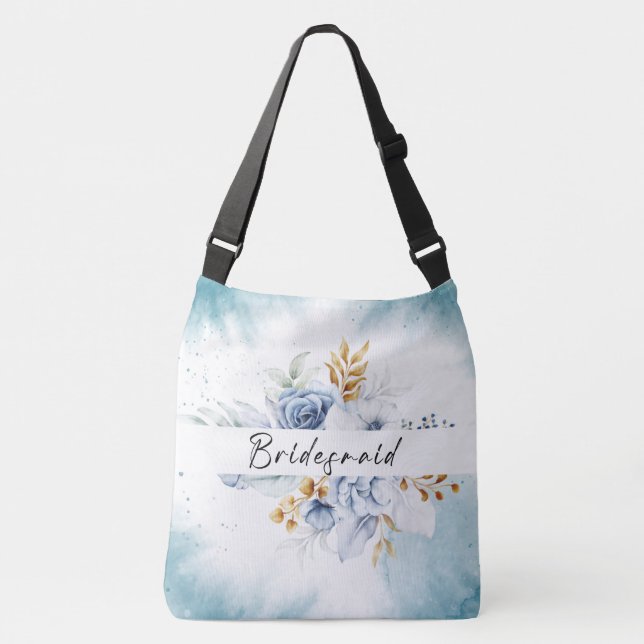 Bolso Cruzado Boda Floral Dusty Blue White Gold (Anverso)