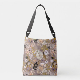 Bolso Cruzado Boho Black White Gold Peach Line Draaf Floral