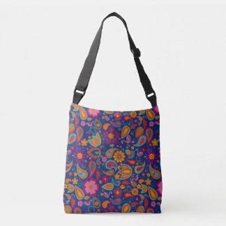 Bolso cruzado Boho Flamingo Paisley en Zafiro
