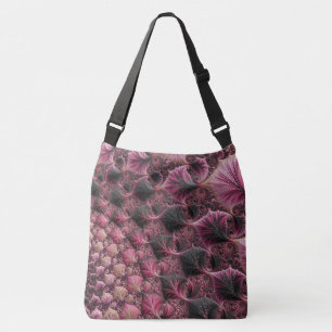 Bolso Cruzado Boho Funky Eclectic Rosa Negro Abstracto Fractal