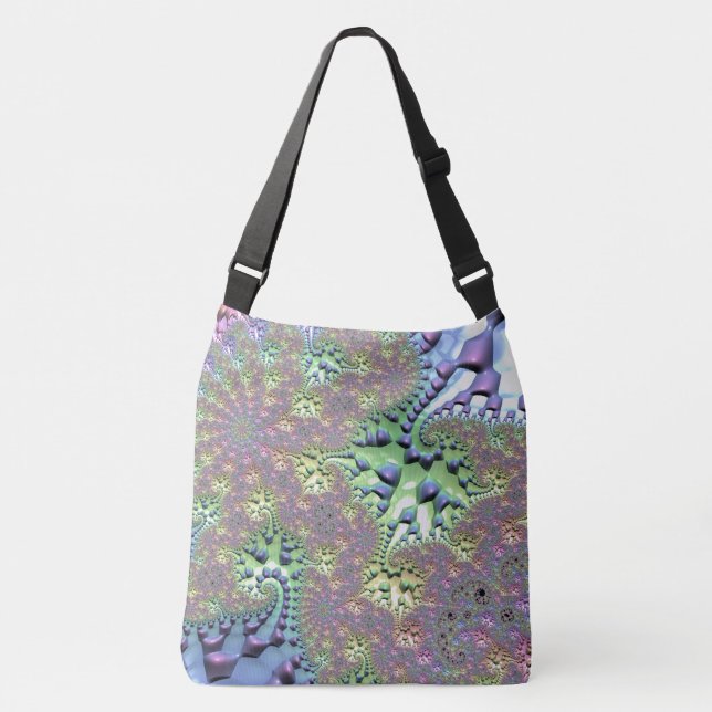 Bolso Cruzado Boho Hippie Groovy brillante fractal arcoiris colo (Anverso)