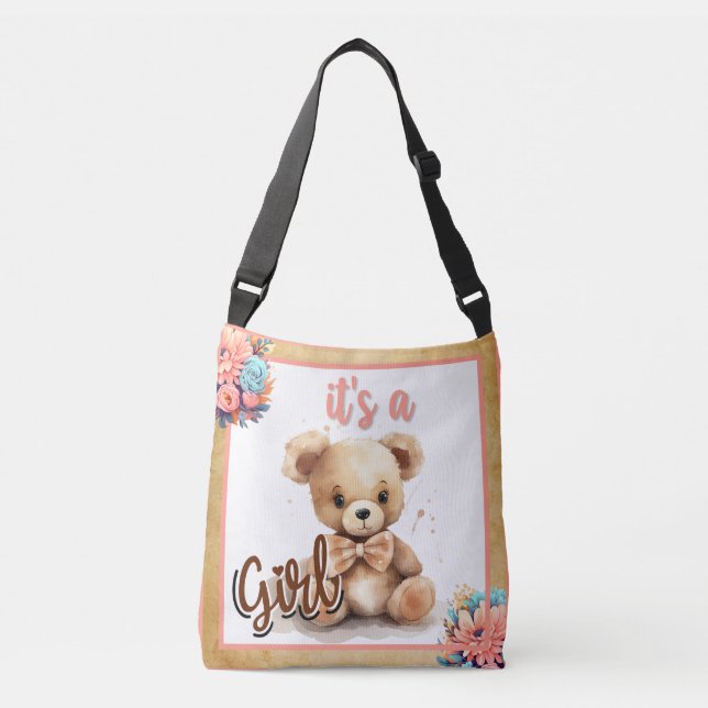 Bolso Cruzado Boho Pink Bear Baby Shower (Anverso)
