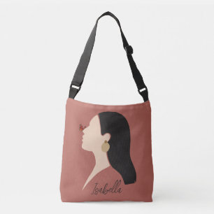 Bolso Cruzado Boho Resumen arte mujer Ilustracion , tono de tier
