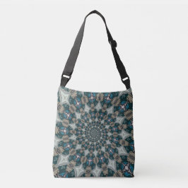 Bolso Cruzado Boho Spiral Azul Turquesa y Caqui Kaleidoscopio