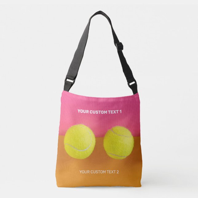 Bolso Cruzado Bolas de tenis de texto personalizado (Anverso)