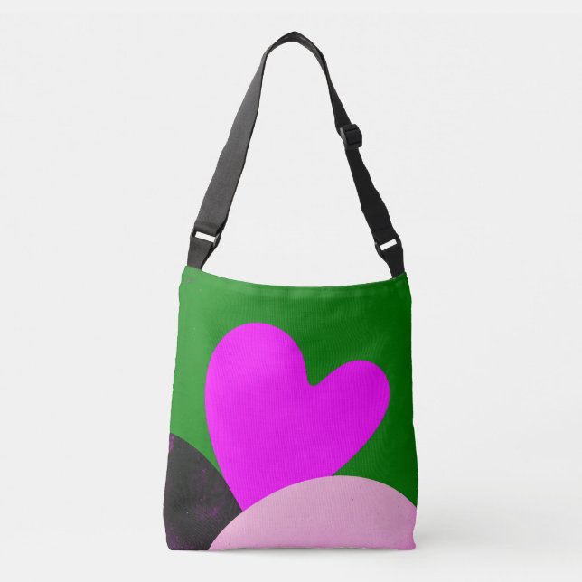 Bolso Cruzado Bold Pink Heart Graphic Tote Bag (Anverso)