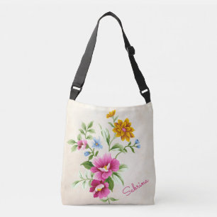 Bolso Cruzado Bonito Colorful Wildflowers Art *PERSONALIZAR*