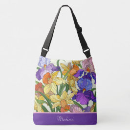 Bolso Cruzado Bonito floral, iris pintado, personalizada