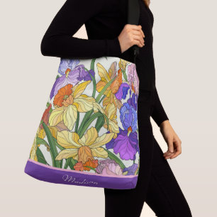 Bolso Cruzado Bonito floral, iris pintado, personalizada
