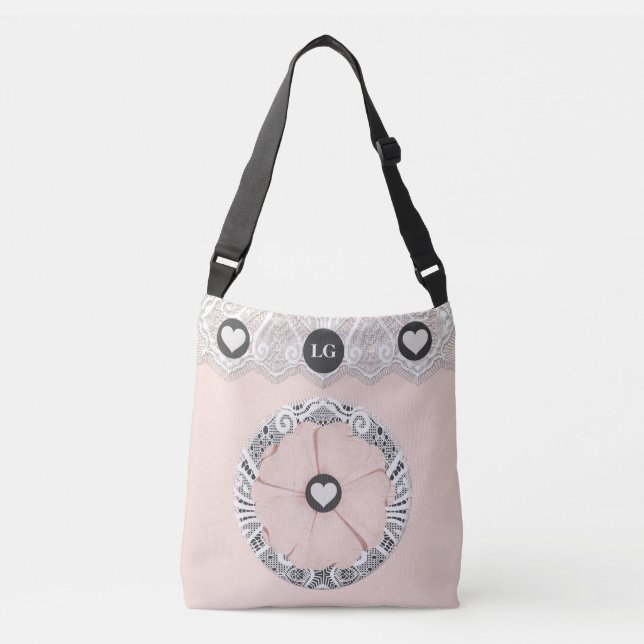 Bolso Cruzado Bonito Lacy Soft Pink Floral Tote Bag (Anverso)
