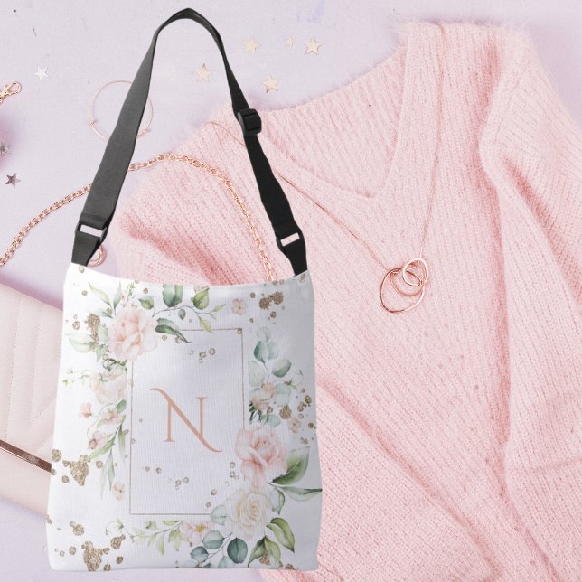 Bolso Cruzado Bonito Monograma Floral acuarela personalizada (Subido por el creador)