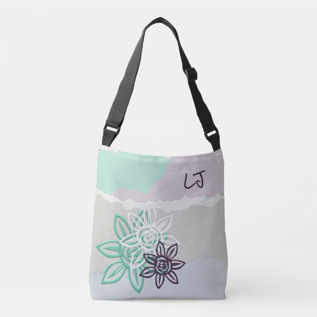 Bolso Cruzado Bonito Pastel Floral Monogramed Tote Bag (Anverso)