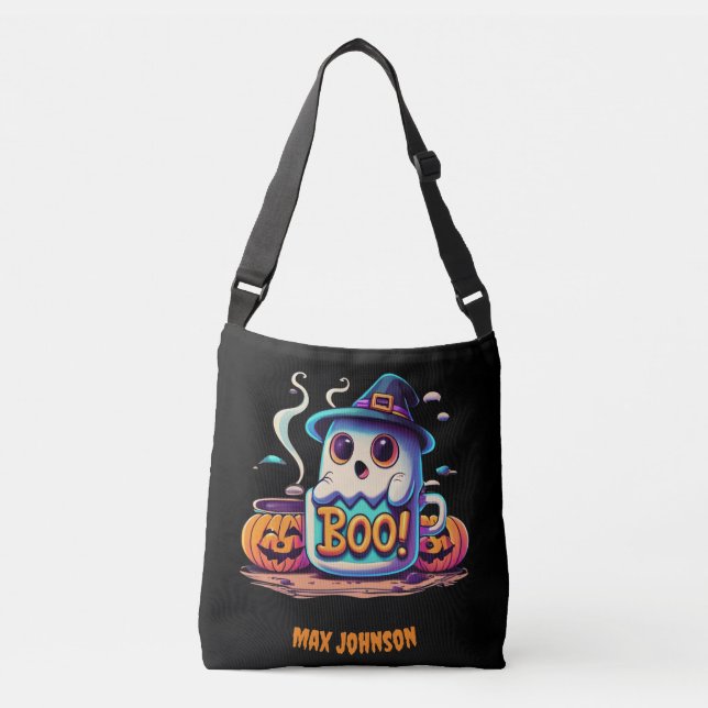 Bolso Cruzado ¡Boo! Halloween - Naranja negro de reunión fantasm (Anverso)