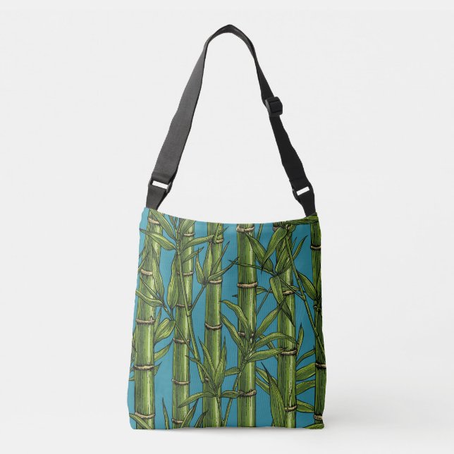 Bolso Cruzado Bosque de bambú en azul (Anverso)