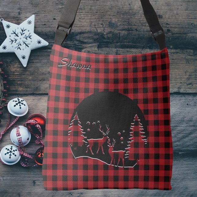 Bolso Cruzado Bosque de silueta de reno de búfalo rojo/negro (Subido por el creador)