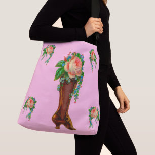 Bolso Cruzado Bota victoriana sosteniendo flores
