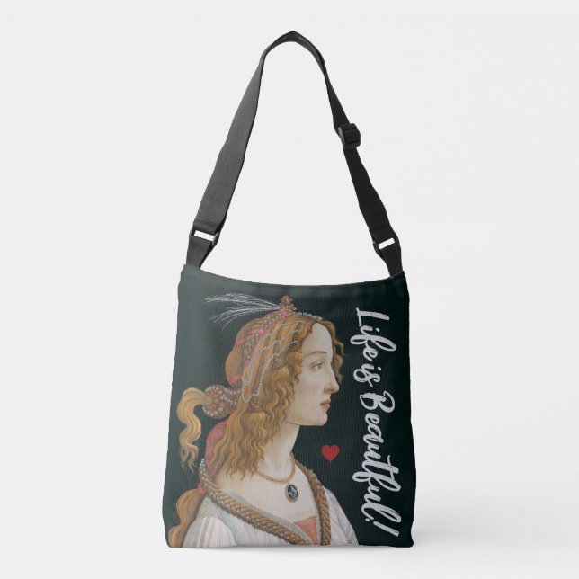 Bolso Cruzado Botticelli Nymph Portrait Pintura Art (Anverso)