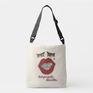 Bolso Cruzado Braces brillantes, labios rojos, lunares y pestaña