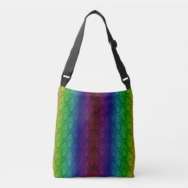 Bolso Cruzado Bright Neon Rainbow Python Skake Vertical Snake (Anverso)
