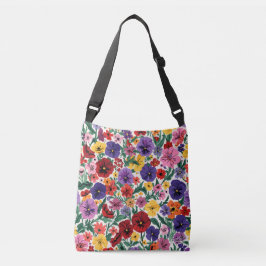Bolso Cruzado Bright Spring Pansies Floral Garden Pattern