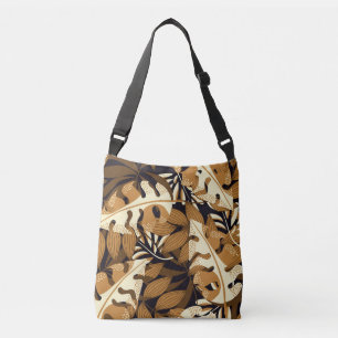 Bolso Cruzado Brillantes hojas tropicales patrón oscuro