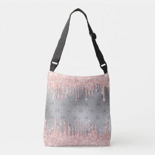 Bolso Cruzado Brillo de brillo de rubor plateado monograma inici