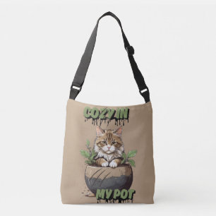 Bolso Cruzado Brown Stripes Kitty Pot Style