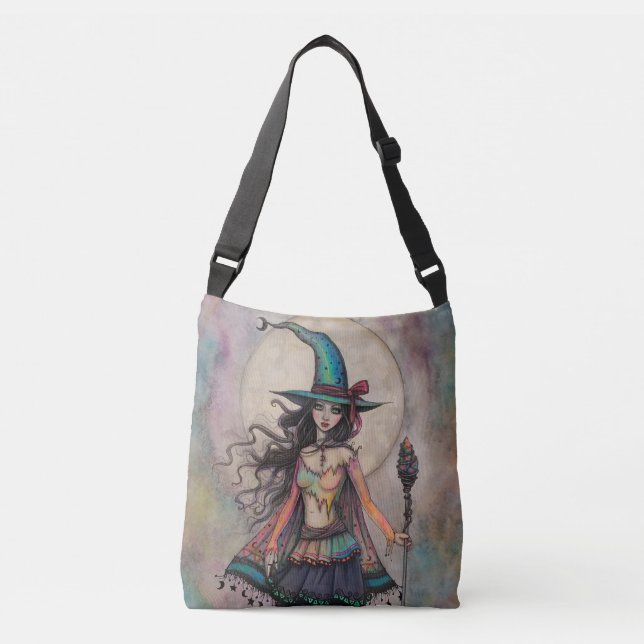 Bolso Cruzado Bruja Ópalo de Fuego Arte Fantástico Halloween Wic (Anverso)