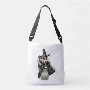 Bolso Cruzado Bruja y niño de Halloween: Dúo mágico oscuro