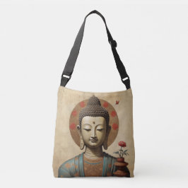 Bolso Cruzado Buda encantado en meditación con flores