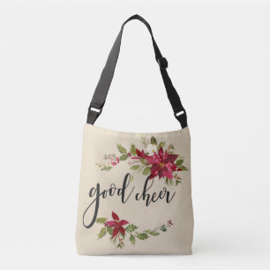 Bolso Cruzado Buenos Poinsettias de la alegría y decoración de