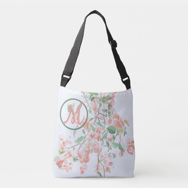 Bolso Cruzado Buganvillea Rosa Monograma Floral Acuarela (Anverso)