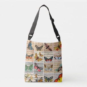 Bolso Cruzado Bugs de mariposas Hoja Música Arte de época